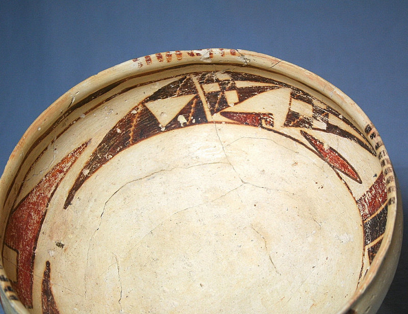 Sikyatki Polychrome bowl with birds ca 1400 to 1625 ad.