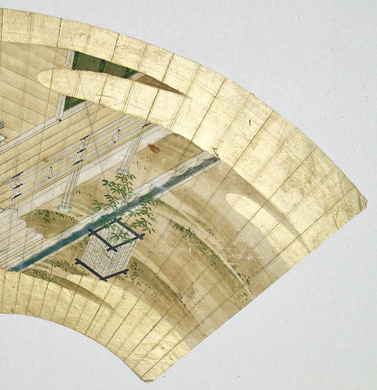 Japanese Tosa School painted fan, 17th century.
