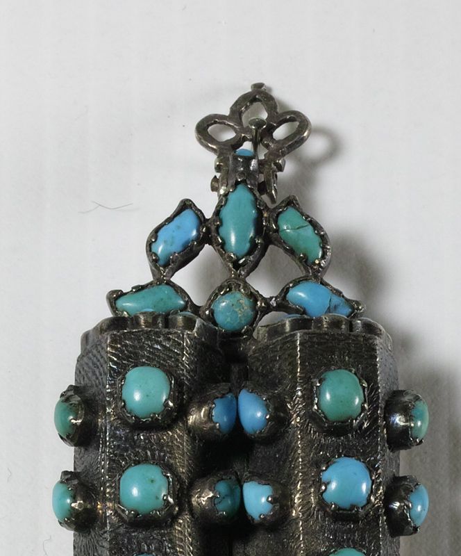 Islamic Silver &amp; Turquoise Pendant. 19th Century.