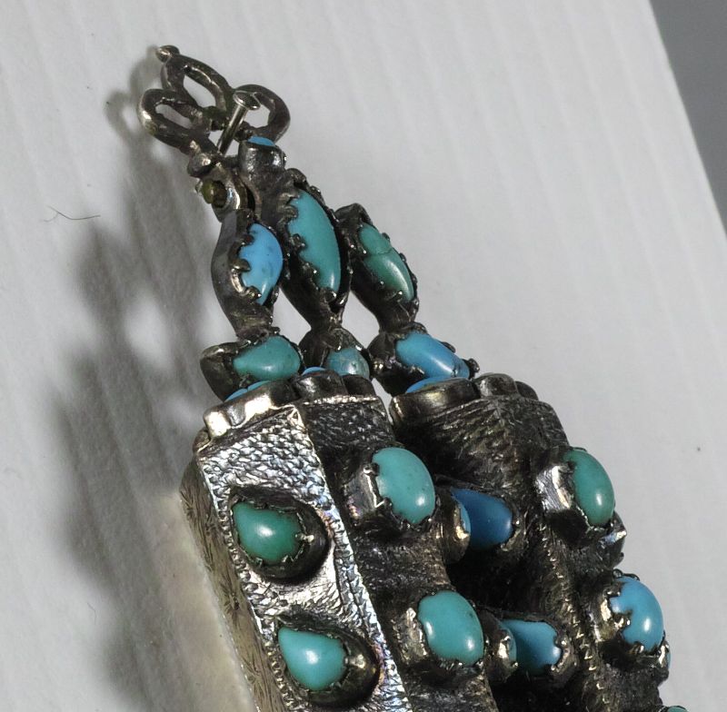 Islamic Silver &amp; Turquoise Pendant. 19th Century.