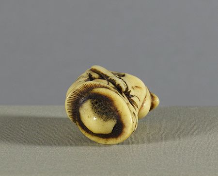 Fine & expressive carved stag horn netsuke of Shoki the Demon