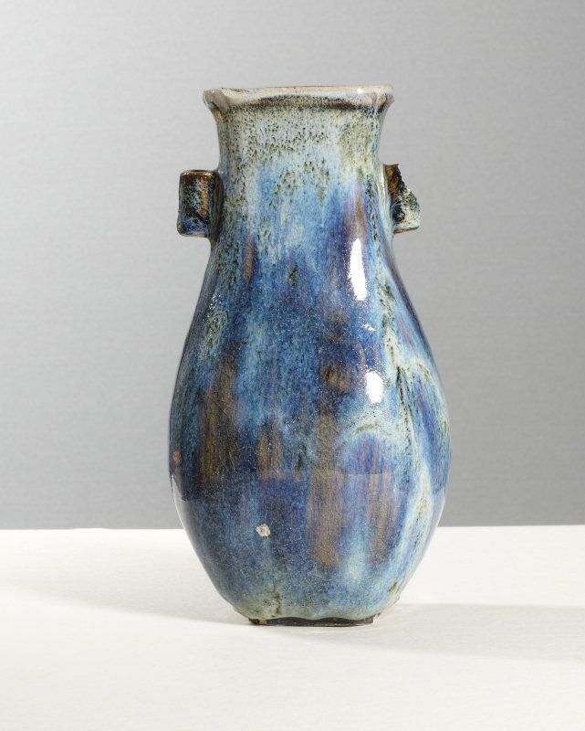 A Chinese Shiwan stoneware fanghu vase, Late Ming