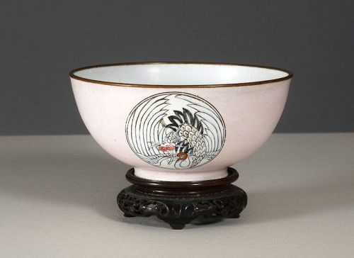 Rare Chinese Enamel on Copper Medallion Bowl, 18th ~ 19th Century