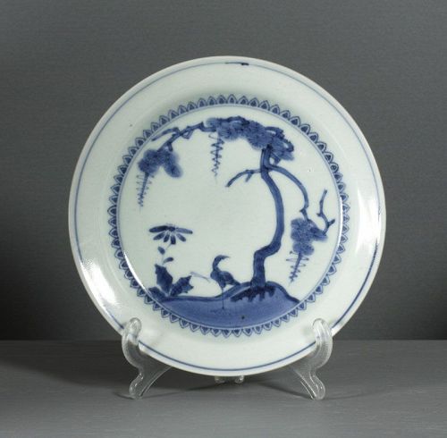 An Arita small dish in ai-Kutani style. Circa 1700.