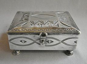 Hand Stamped NAVAJO Silver Lidded Box