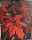Large and Vivid Poinsettia Painting - Florida Artist