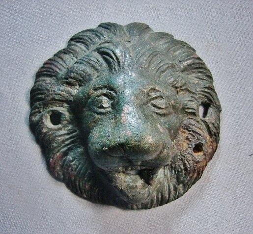 Roman Bronze Lion's Head Roundel/Applique