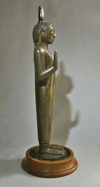 13&quot; Solid Cast Standing Bronze Buddha - Sri Lanka