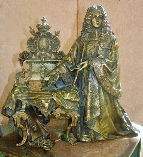 16" Bronze Louis XIV in Royal Regalia - 19th Century