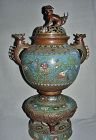 24" Bronze and Cloisonne Chinese Censer