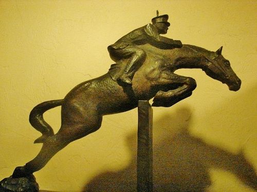 Fabulous Wood Sculpture - Peer (Peter) Merloe - Horse Jumping ca 1935