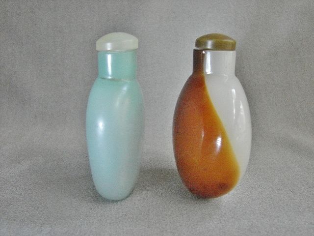 Pair of Peking Glass Snuff Bottles - 19th - Century - Faux Gemstone