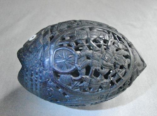 19th Century Coconut Bank - Exceptionally Carved and Reticulated
