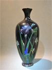 Silver Wire Japanese Cloisonne Vase - Iris