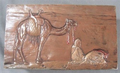 Orientalist Austrian Bronze Box - Desert Scene - Camel and Figures