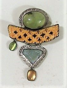 Amy Kahn Russell Sterling Gems Fossilized Tusk Brooch
