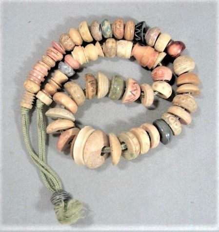 Large Strand Antique  Bone Spindle Whorls - 55 Fine Beads