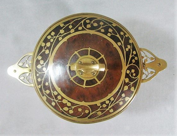 Erhard &amp; Sohne Brass Inlaid Covered Box or Humidor - Musician Figures