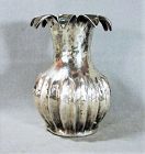 Los Castillo Taxco Hammered Melon Vase with Abalone Petals