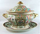 Huge Rose Medallion Tureen and Underplate - ca 1860