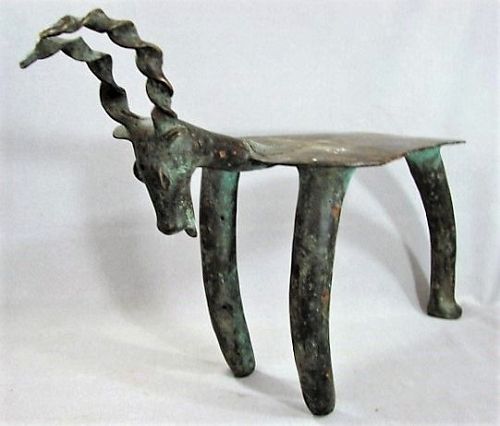 Rare Lobi Bronze Antelope Stool - Fine African Sculpture