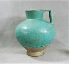 Kashan Handled Jug in Turquoise Glaze - Seljuk Era - 12th Century