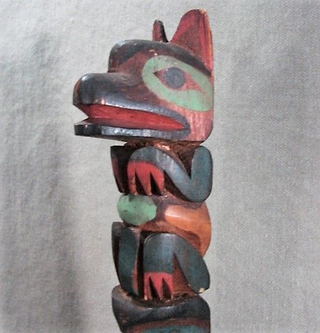 Northwest Coast Cedar Totem -Wolf - Shaman