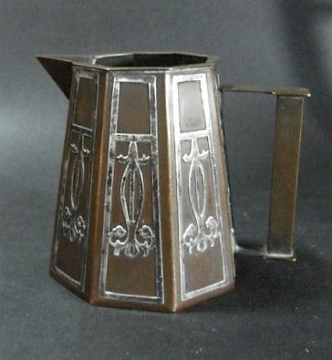 Arts and Crafts Silver on Copper Coffee or Chocolate Set with Tray