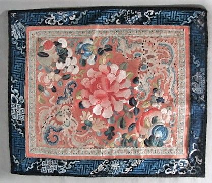 Chinese Embroidery Panel, Butterflies, Flowers, Peking Knot