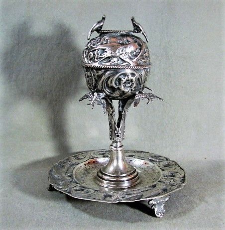 Silver Mate Cup, Repousse Design, Birds and Flowers, Colonial Style