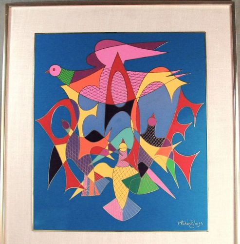 Chaim Gross Enamel Peace Design, Enamel Plaque, 1975 Peace Among Doves
