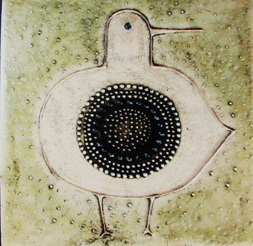Rorstrand MCM Tile, Atelje Line, Sylvia Leuchovius Modernist Bird 1970