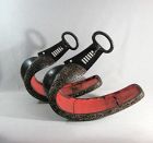 Pair Japanese Stirrups, Abumi, Iron and Lacquer, Lac Burgautte Finish