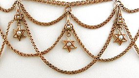 Rose Gold Garland Necklace with Tiny Stars