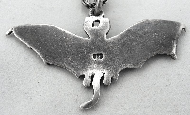 BAT!  Sterling Silver on Sterling 24” Chain - Halloween