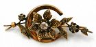 Flower and Moon Brooch - Diamonds and 14k Rose Gold
