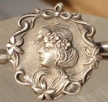 Silver Art Nouveau Lady Pin