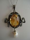 Jugenstil Citrine and Enamel Necklace