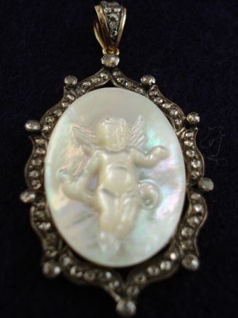 Diamond & Mother-of-Pearl Cherub Pendant
