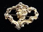 Art Nouveau Lady Pin