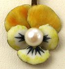 Enameled Pansy Lavalier with Chain