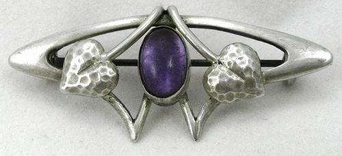 Art Nouveau/Arts & Crafts Purple Stone Brooch