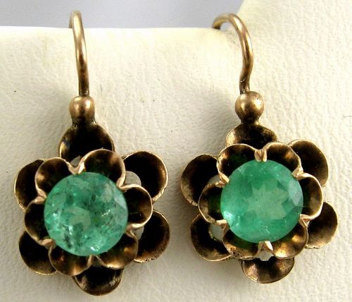 Emerald Earrings in 14k Rose Gold