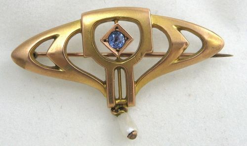 Blue Sapphire Pin by HERMANN & SPECK