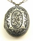 White Metal Locket with Paperclip Chain