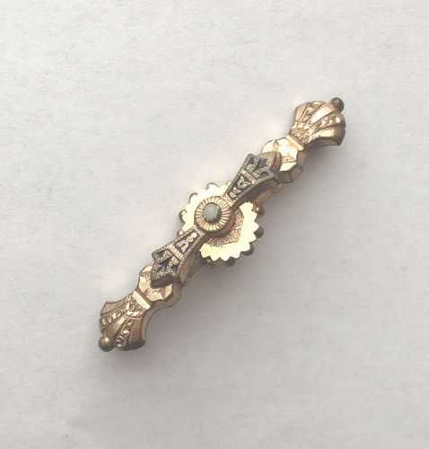 Victorian Gold-Filled Black Enamel Bar Pin