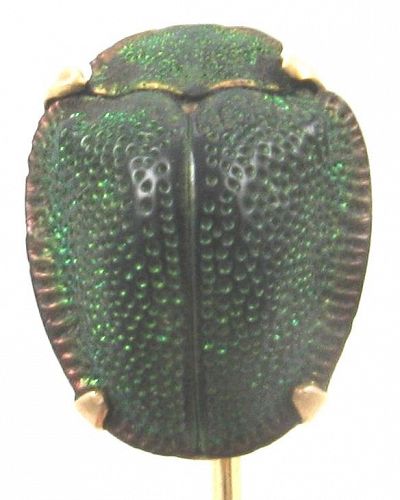 Real Green Beetle set in 14k Rose Gold – Egyptian Revival