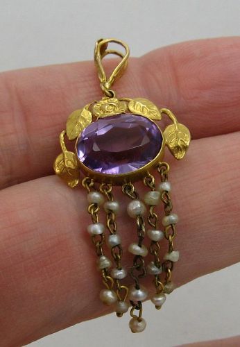 Amethyst & Seed Pearl Lavalier - A&C Style