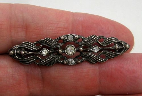 Sterling Brooch with Rhinestones – Edwardian Revival