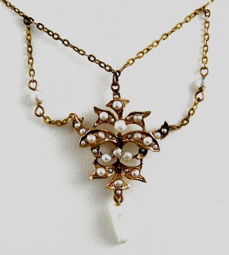 Garland Necklace - Seed Pearls in 10kt Gold